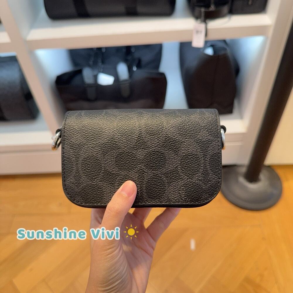 NWT Coach CCX26 Signature Canvas Mini Crossbody Bag Black signature